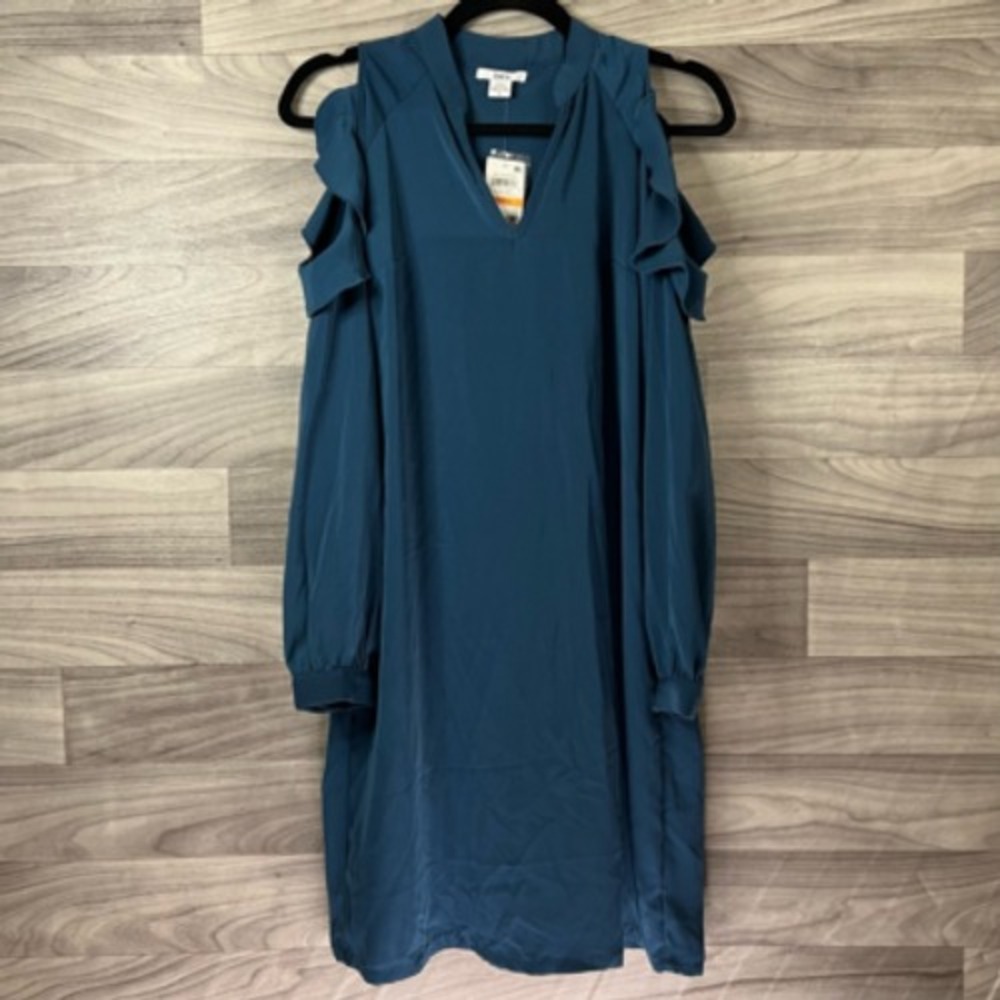 Bar Ill Womens Shirt Dress Blue Kneeβ Length V Neck Long Sleeve S New